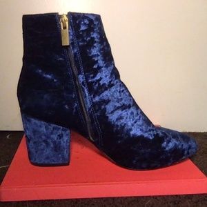 Crushed Velvet Blue Boots (ASOS)